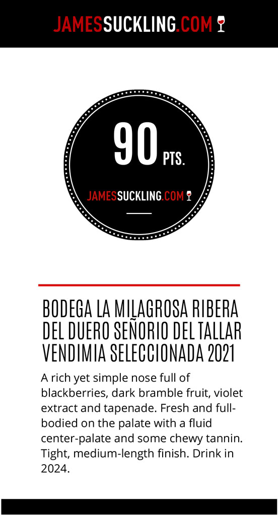 Bodega La Milagrosa Ribera del Duero_90 puntos Señorío del Tallar vendimia seleccionada 2021